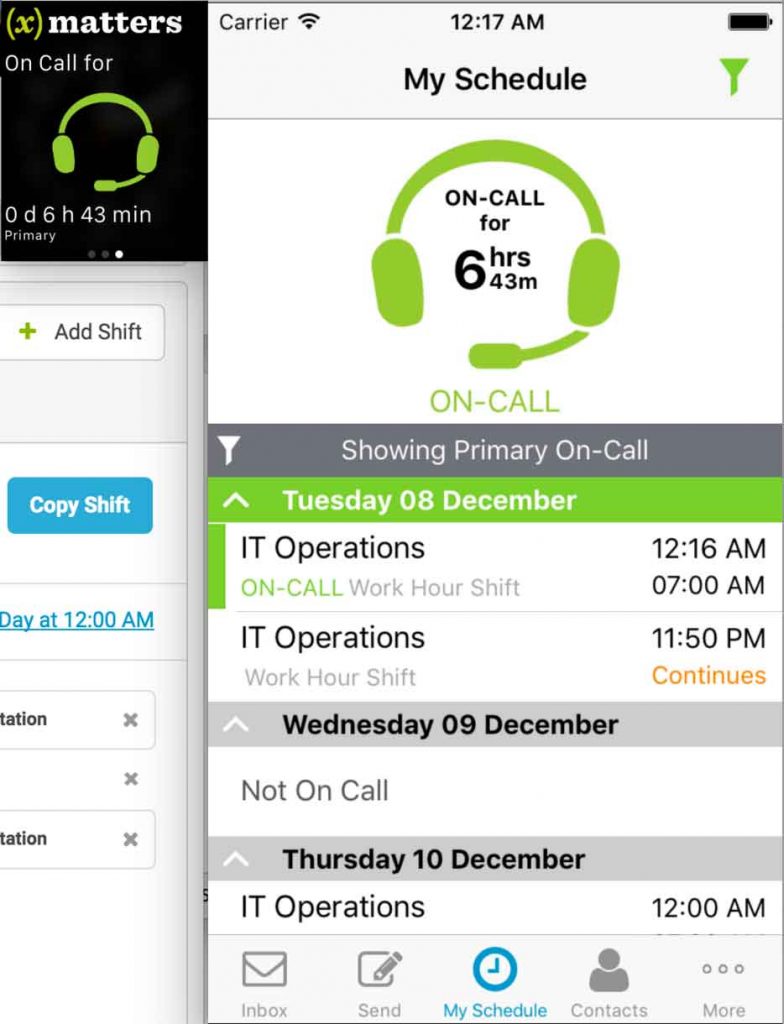 Showing on-call status on the Apple watch.