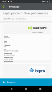 Keptn triggers the xMatters alert with contextual incident information.