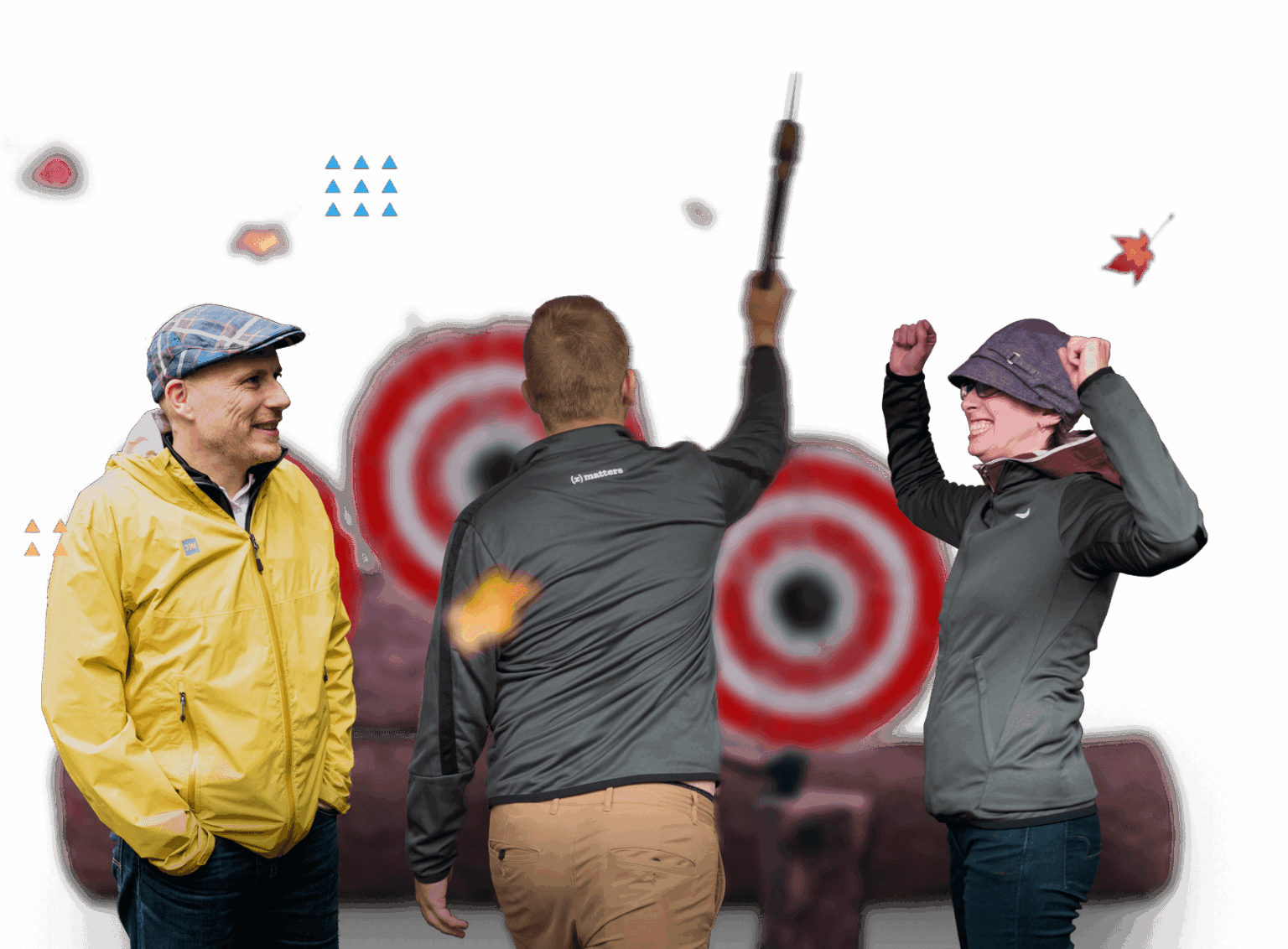 xMatters employees having fun throwing axes