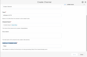 Continue if channel exists parameter