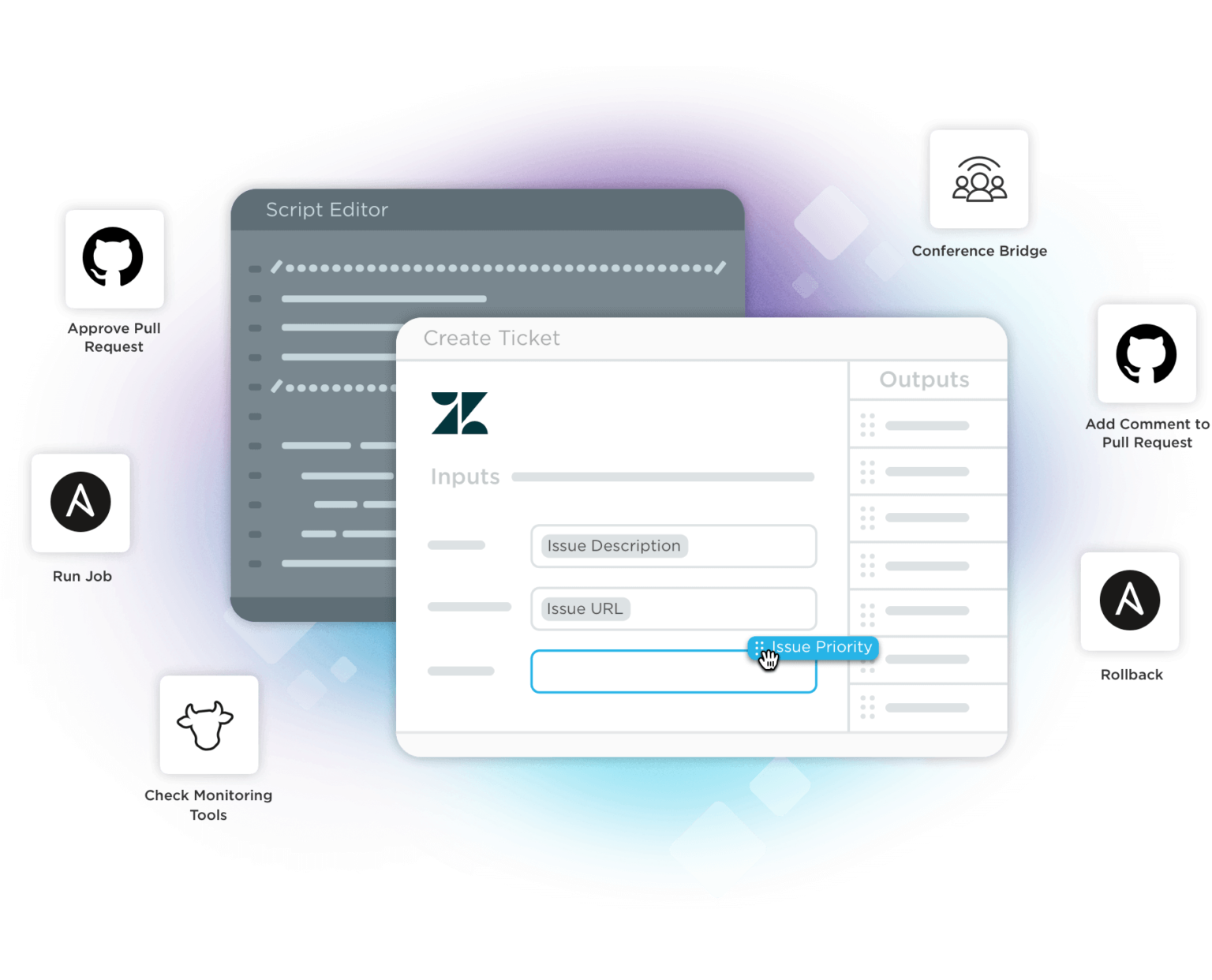 An illustration highlighting custom steps in Flow Designer