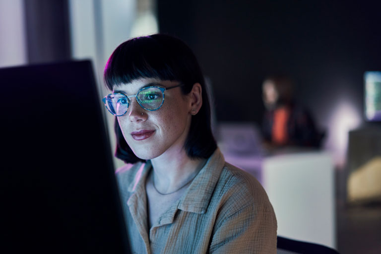 woman developer at computer