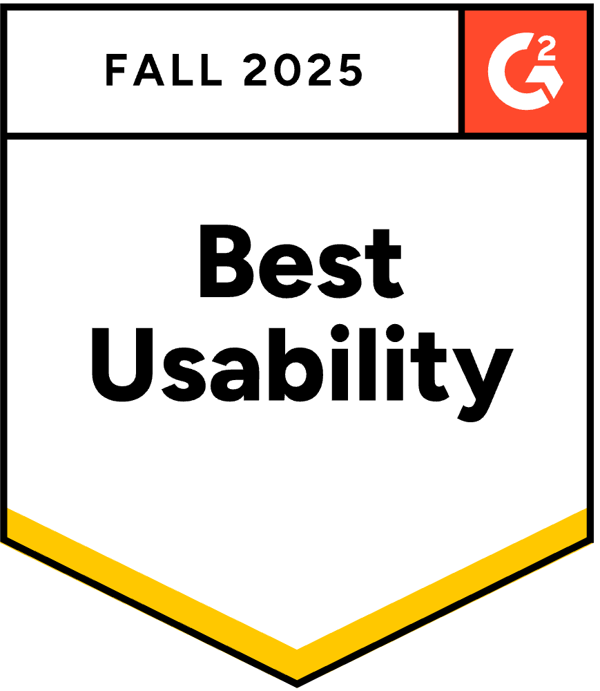 ServiceNow Best Usability 2025 Fall G2 award